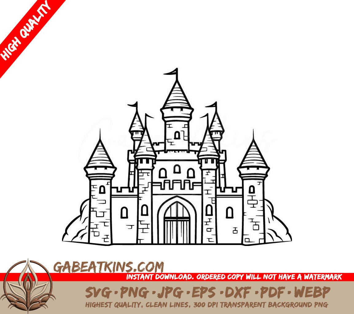 Castle with Flags SVG - Mini Truck Emblem Vector Graphic SVG