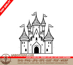 Mini Truck Castle SVG Drawing with Flags SVG