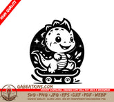 Cute Baby Dinosaur Skateboarding SVG - Design Design Inspiration SVG
