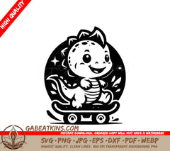 Cute Baby Dinosaur Skateboarding SVG - Design Design Inspiration SVG