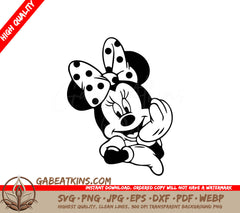 Minnie Mouse Smiling SVG - Polka Dot Ears Drawing SVG