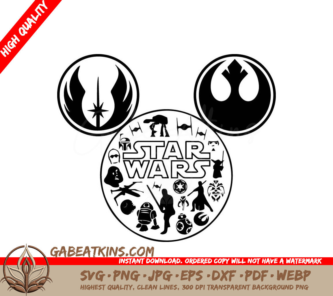 Star Wars Design With Mickey Mouse Ears SVG - Disney SVG Mickey Ears Star Wars SVG