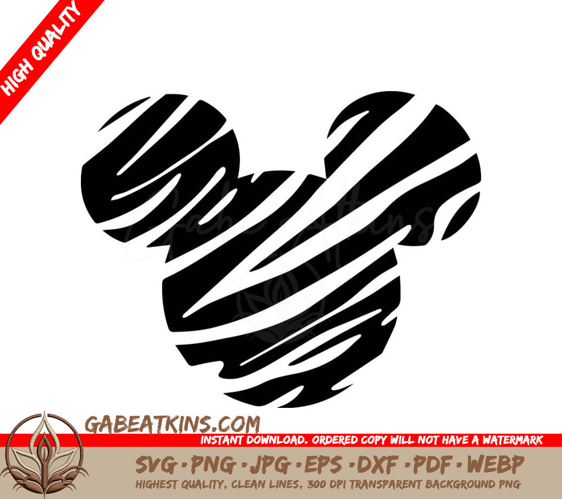 Zebra Print Mickey Mouse Head SVG - Disney SVG Mickey Zebra Print SVG