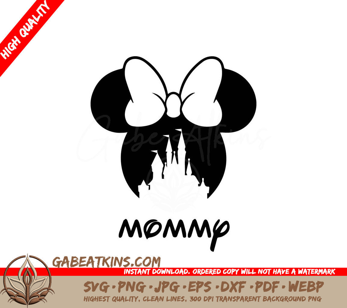 Minnie Mouse With A Castle In The Background SVG - Disney SVG Minnie Ears Mommy SVG