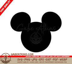 A Silhouette Of Mickey Mouses Head On A White Background SVG - Disney SVG SImple Mickey SVG