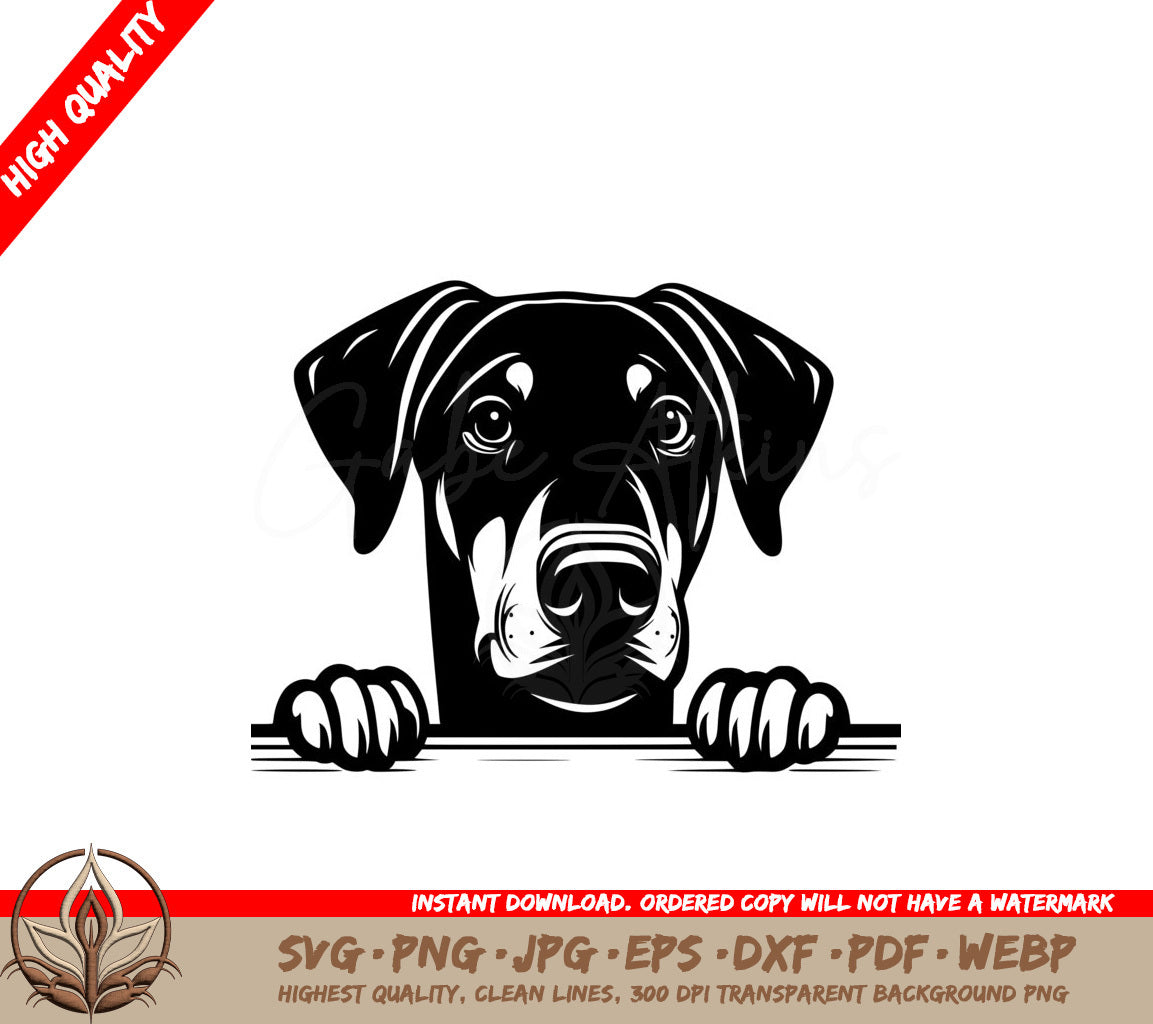 Dobermann Peeking SVG