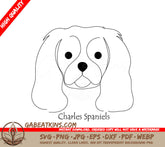 Charles Spaniel Dog Face SVG -  Line Art SVG