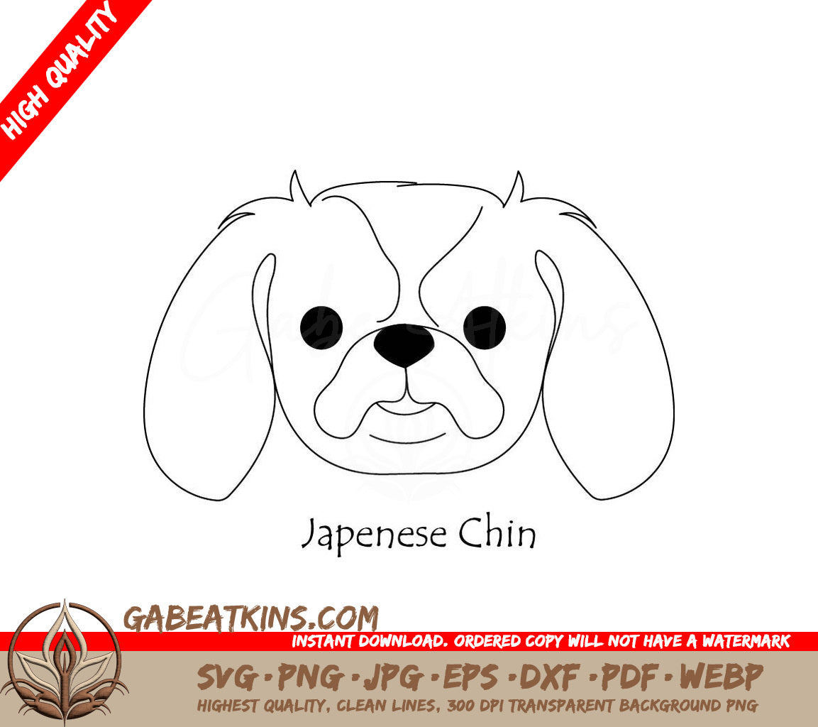 Japanese Chin Dog Face SVG - Drawing SVG