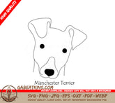 Manchester Terrier Dog Face SVG -  Drawing SVG
