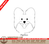 Papillon Dog SVG - Portrait Drawing SVG