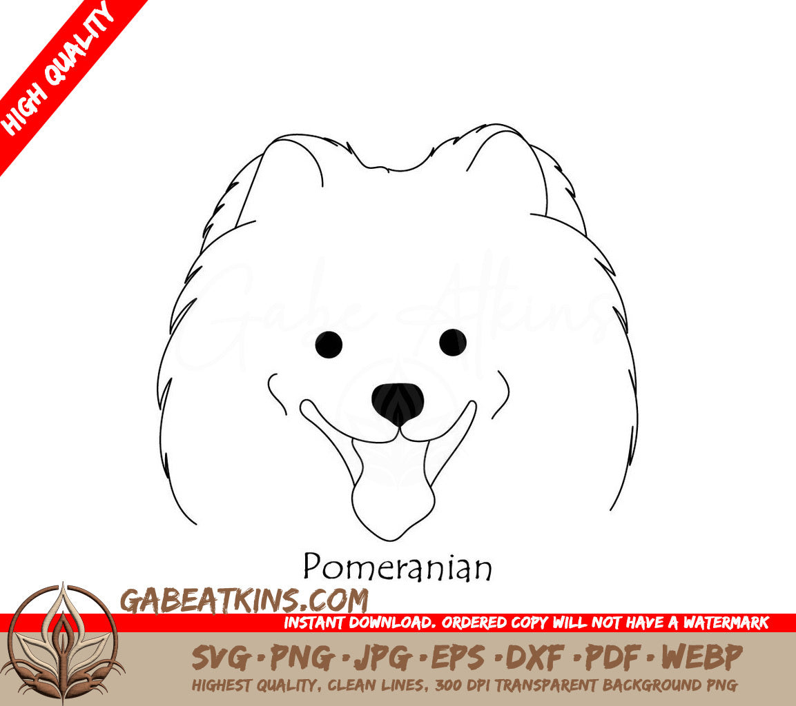 Pomeranian Dog SVG - Cute Dog Face Illustration SVG