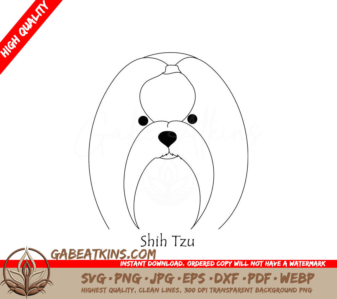 Shih Tzu Dog SVG - Portrait Illustration SVG