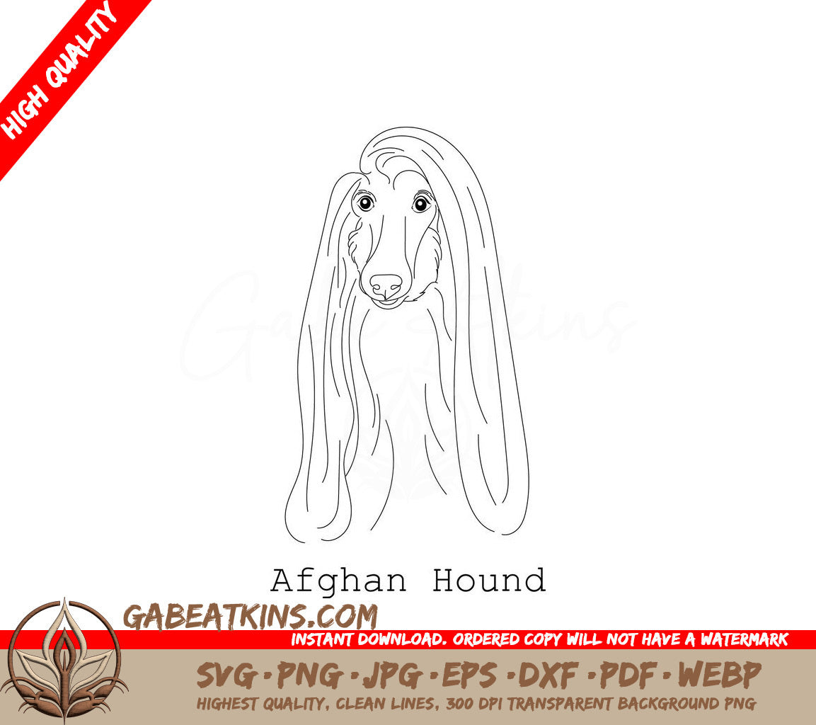 Afghan Hound SVG - Outline Drawing SVG