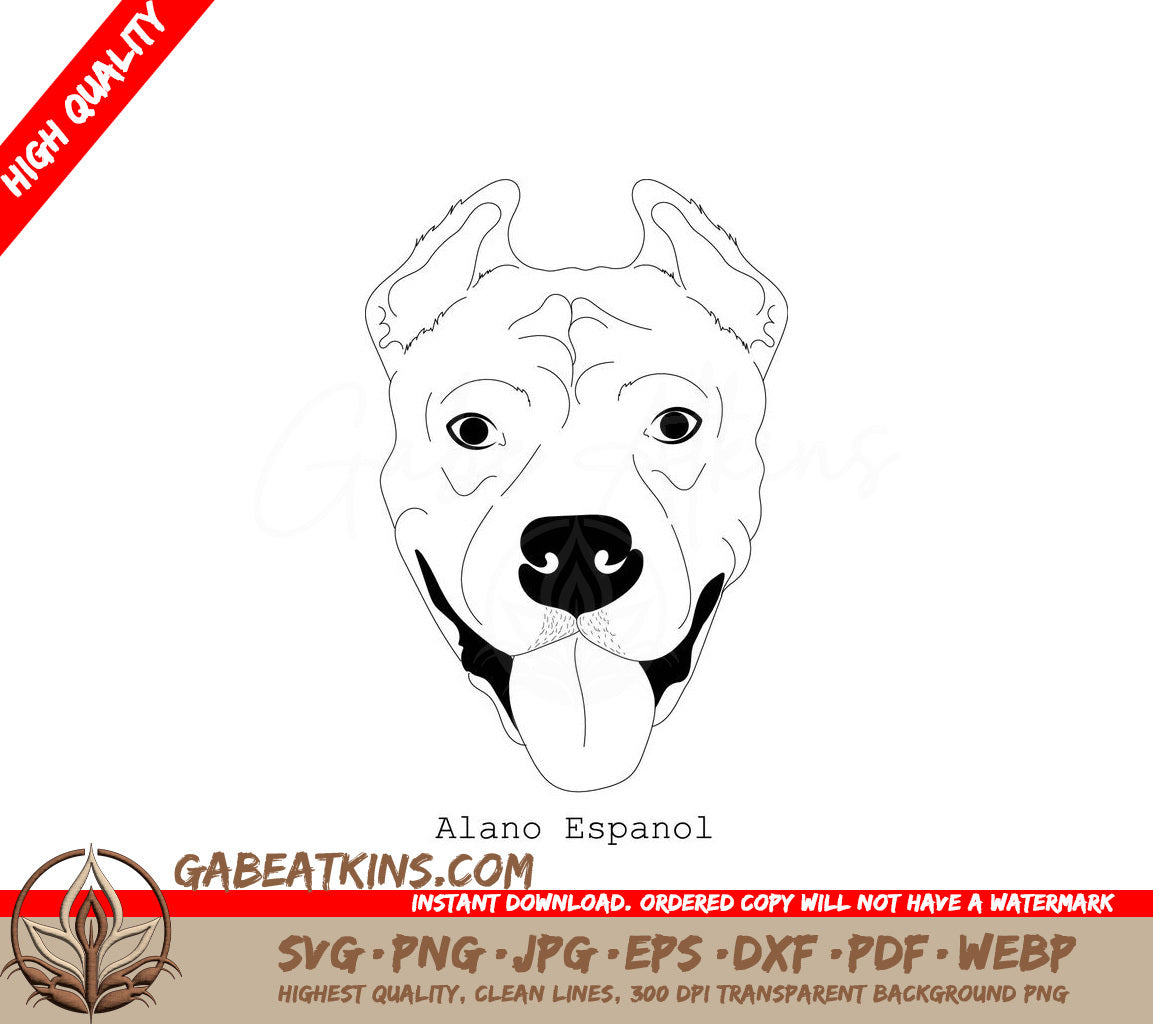 Alano Espanol Dog Breed Outline SVG - Drawing SVG