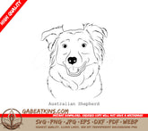 Australian Shepherd SVG -  Line Drawing SVG