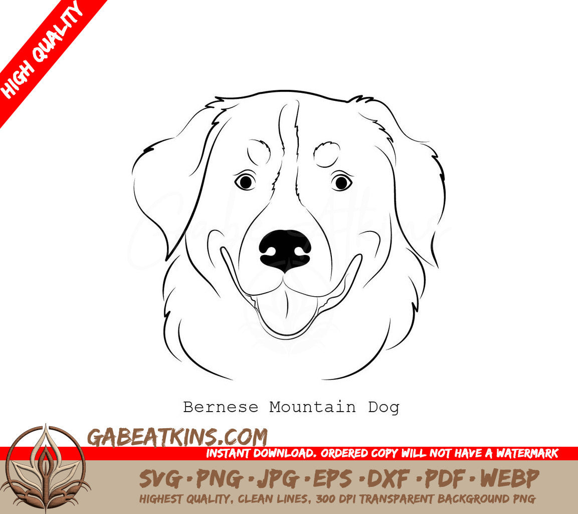 Bernese Mountain Dog SVG - Outline Drawing SVG
