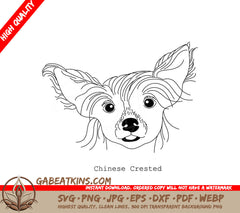 Chinese Crested Dog SVG - Line Drawing SVG