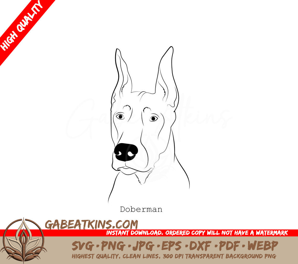 Doberman Dog SVG - Outline Drawing SVG