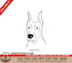 Doberman Dog SVG - Outline Drawing SVG