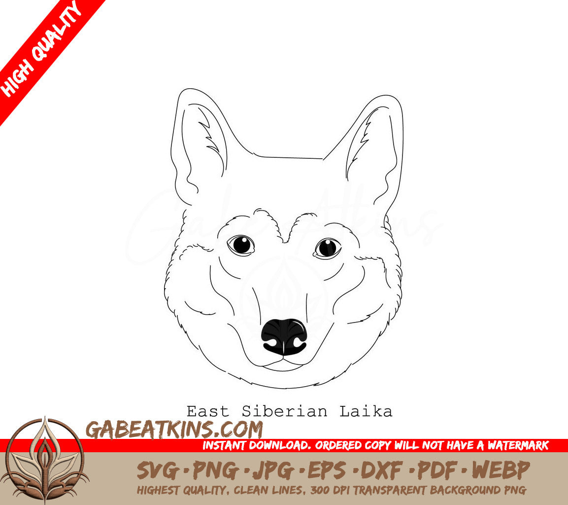 East Siberian Laika Dog Breed SVG - Outline SVG