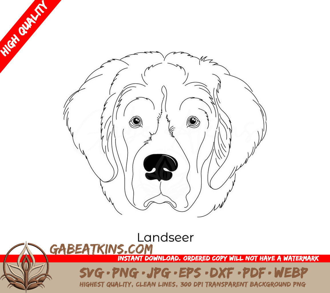 Landseer Dog Breed Outline SVG - Drawing SVG