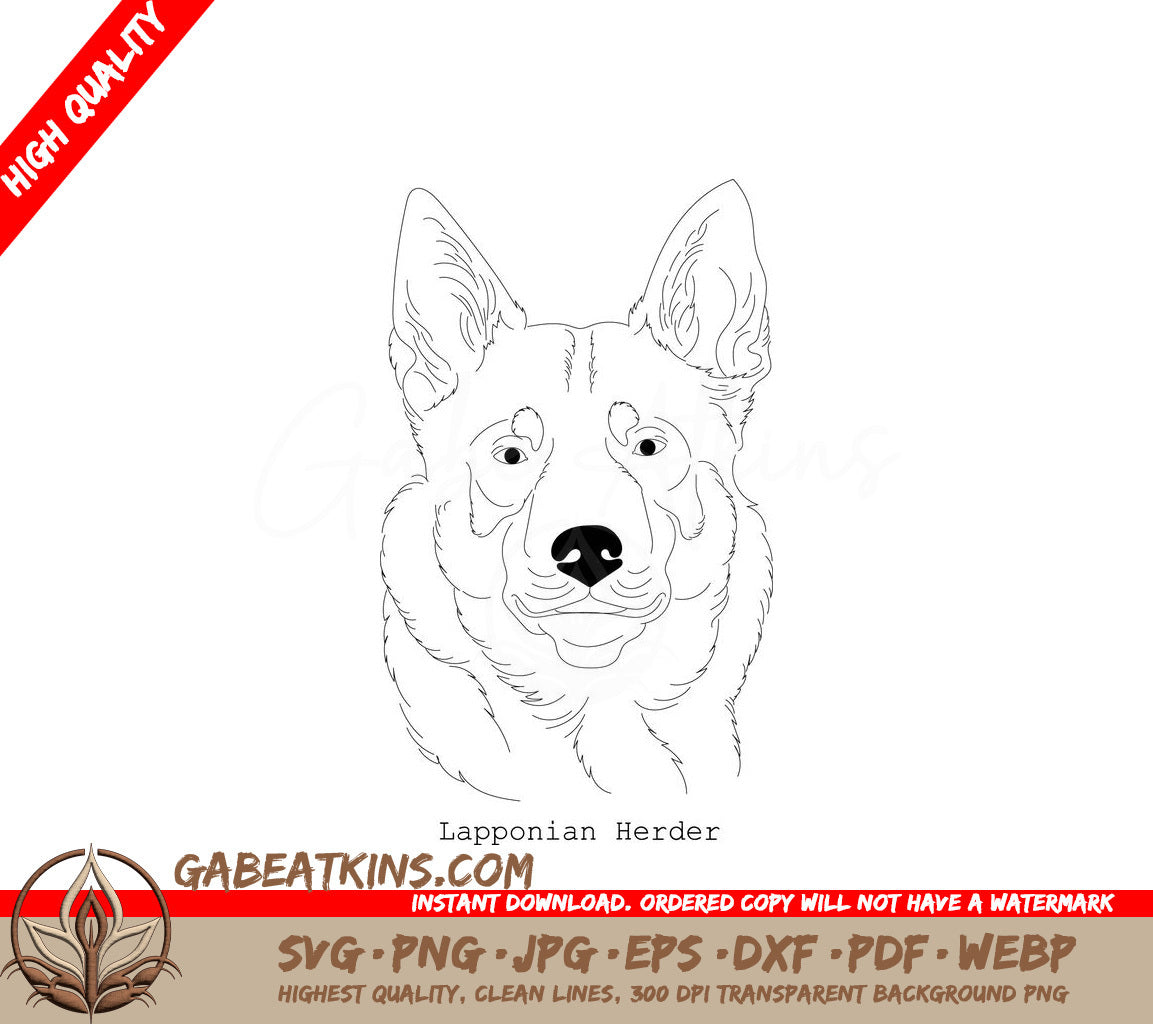 Lapponian Herder Dog SVG - Line Drawing SVG