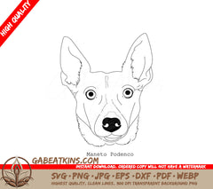 Maneto Podenco Dog Breed SVG - Outline Drawing SVG