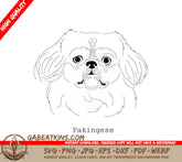 Pekingese Dog SVG - Outline Drawing SVG