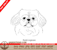 Pekingese Dog SVG - Outline Drawing SVG