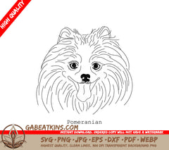 Pomeranian Dog SVG - Outline Illustration SVG