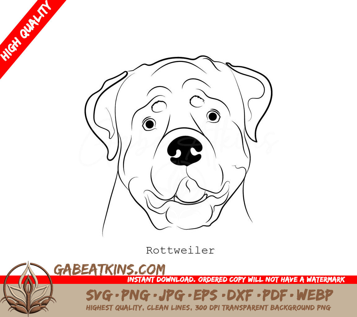 Rottweiler Dog SVG - Outline Drawing SVG