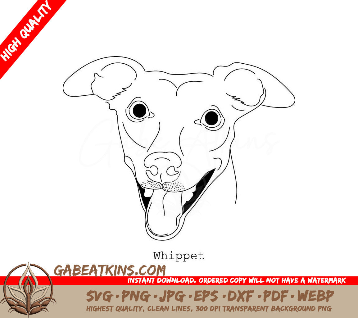 Whippet Dog Breed Outline SVG - Drawing SVG
