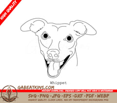 Whippet Dog Breed Outline SVG - Drawing SVG