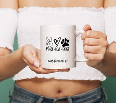 Peace Love Dogs SVG - Peace Sign with Heart & Paw Print SVG