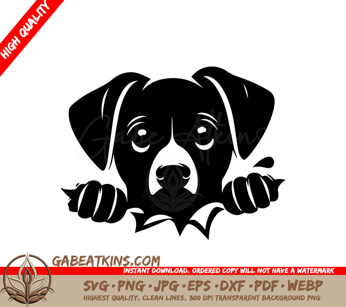Dog Face SVG - Peaking Silhouette SVG