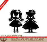 Girl in Dress and Hat SVG Silhouette - Doll Vector Graphic SVG
