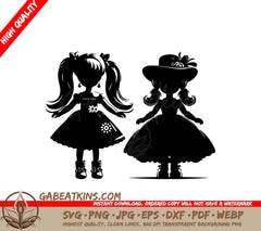 Girl in Dress and Hat SVG Silhouette - Doll Vector Graphic SVG
