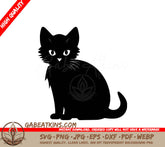 A Silhouette Of A Black Cat On A White Background SVG - Domestic Cat SVG