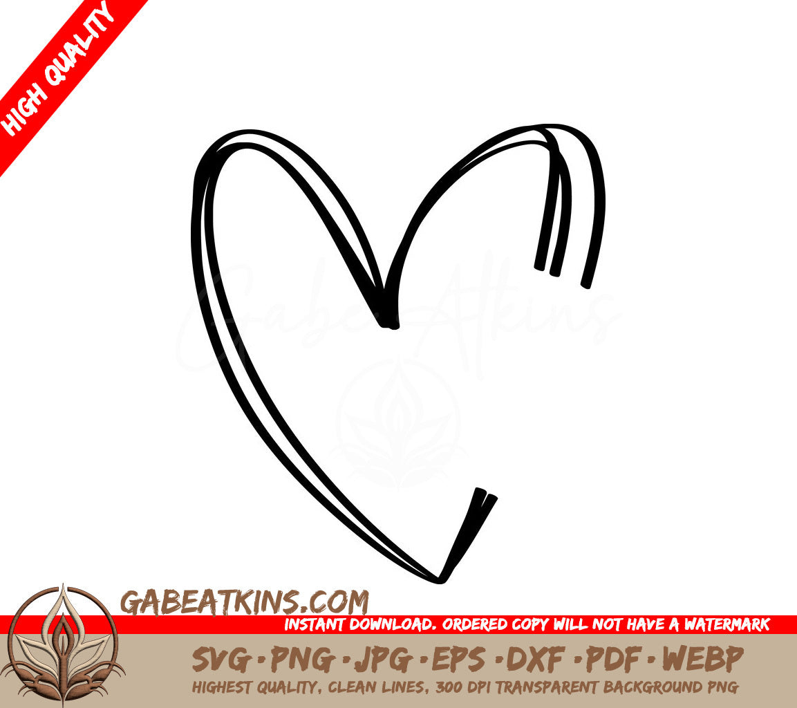Doodle Heart SVG with Text - Simple Heart Illustration SVG