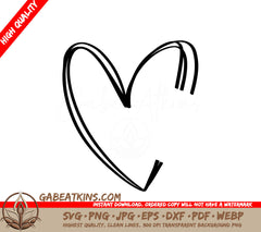 Doodle Heart SVG with Text - Simple Heart Illustration SVG