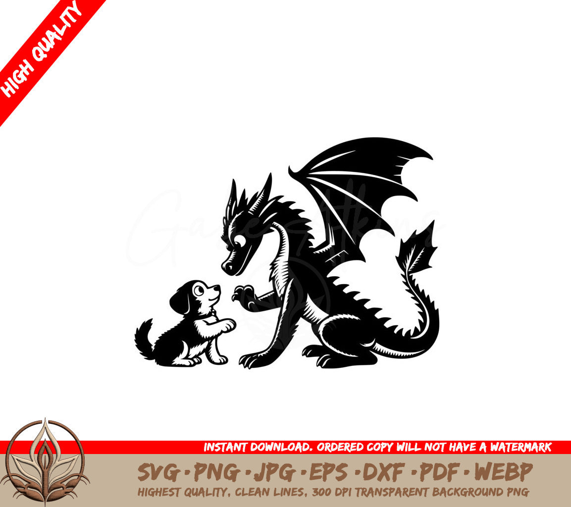 Dragon and Dog Duo SVG Illustration Collection