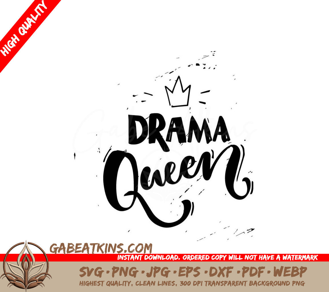 Drama Queen Typography SVG - Grunge Background Design SVG