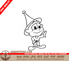 Cute Elf SVG - Dwarf Cartoon Illustration SVG