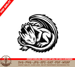 Dreaming Dragon SVG - Digital File (SVG, PNG, JPG, AI, PDF, DXF, EPS, WebP)