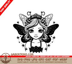 Fairy with Flowers SVG - Dreamy Cartoon Vector Design SVG