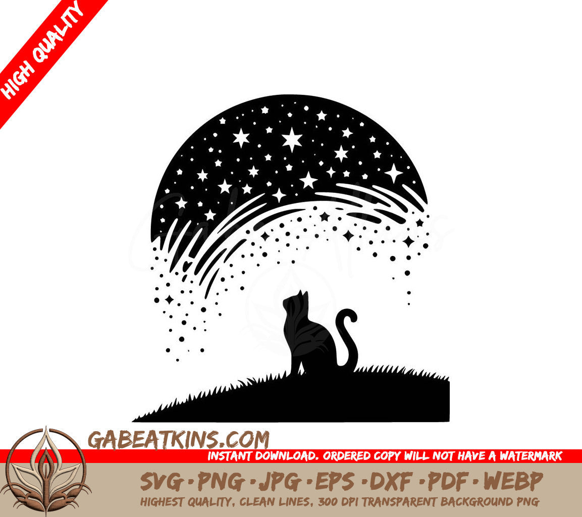 A Cat Looking At The Stars SVG - Dreamy Night Sky SVG