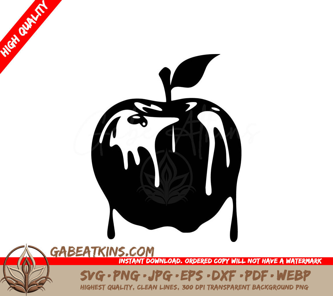 A Black And White Drawing Of A Dripping Apple