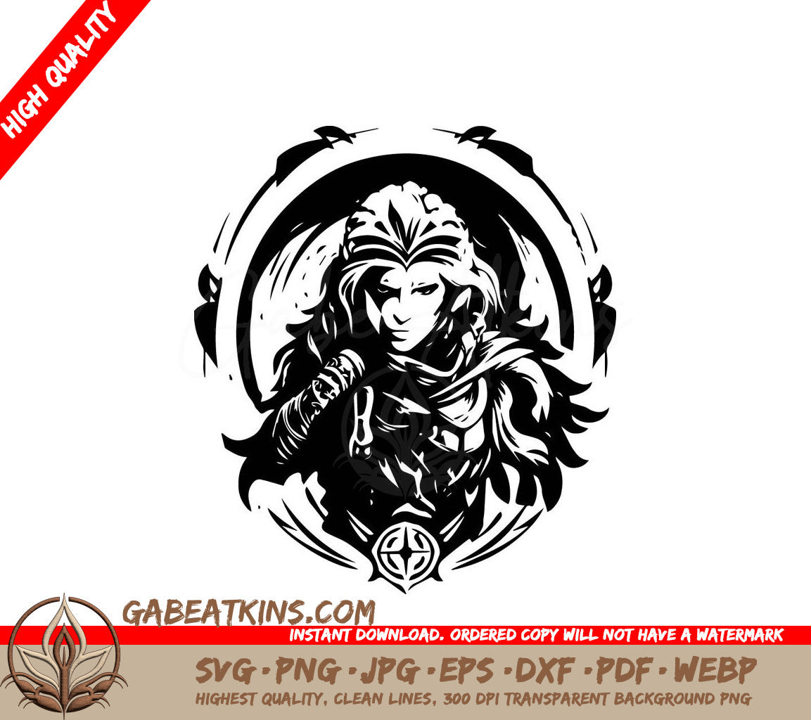 D&D Rogue Icon Woman in Circle SVG SVG