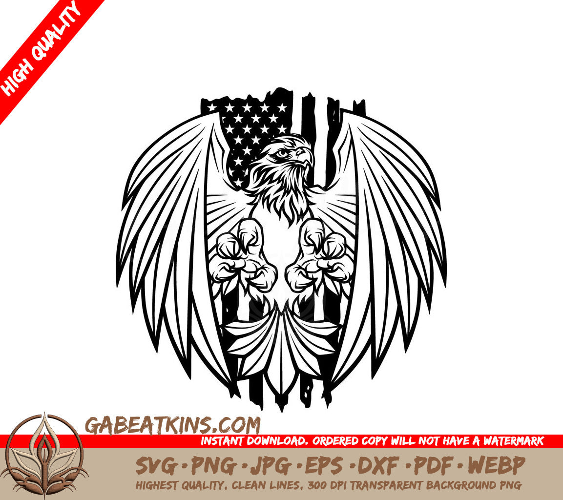 Patriotic Eagle SVG - Drawing with American Flag SVG
