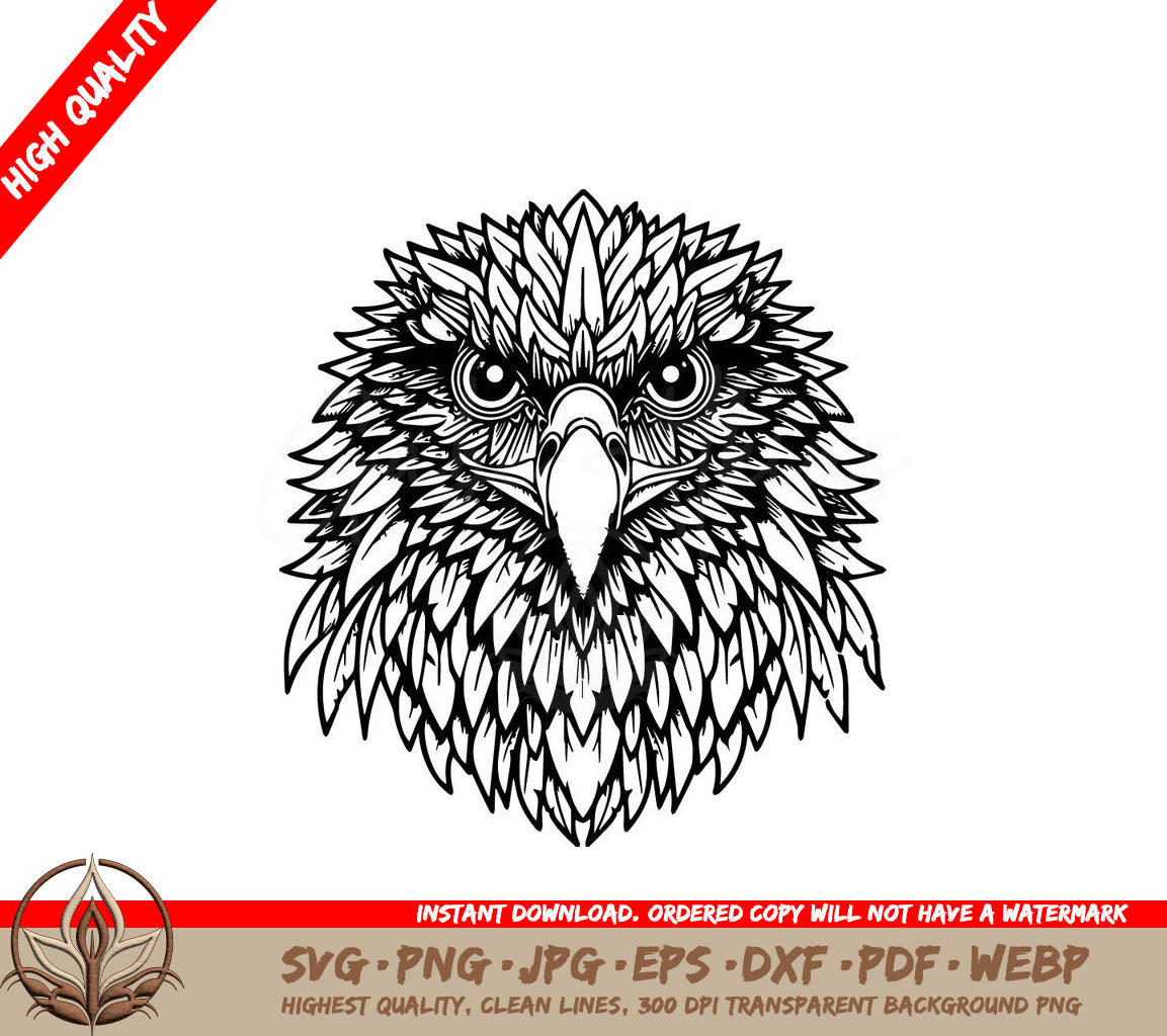 A Black And White Drawing Of An Eagle Head